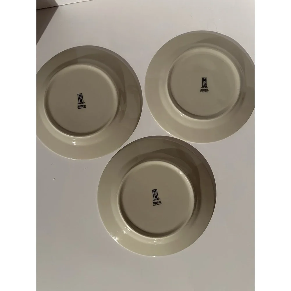 Merry Brite Dessert Plate Set of 3 Wreath Design Salad Appetizers Christmas